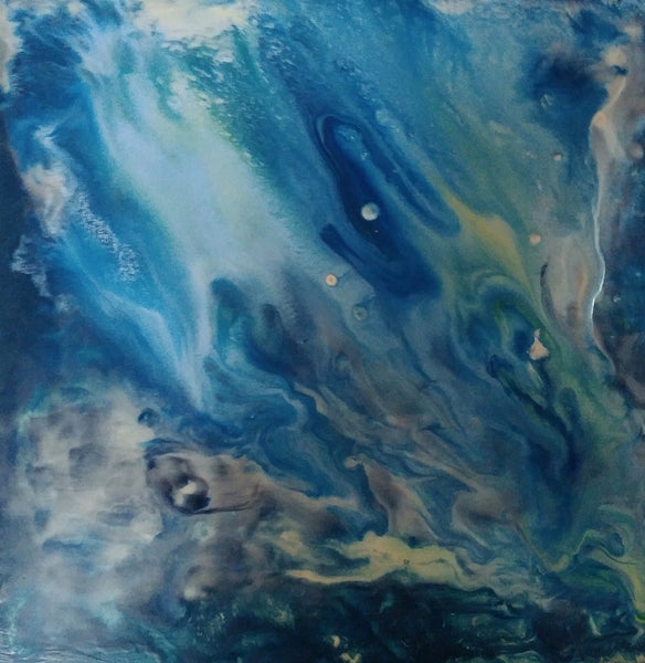 Deep Ocean Sea Dive Encaustic Painting Photograph Print on Metal
