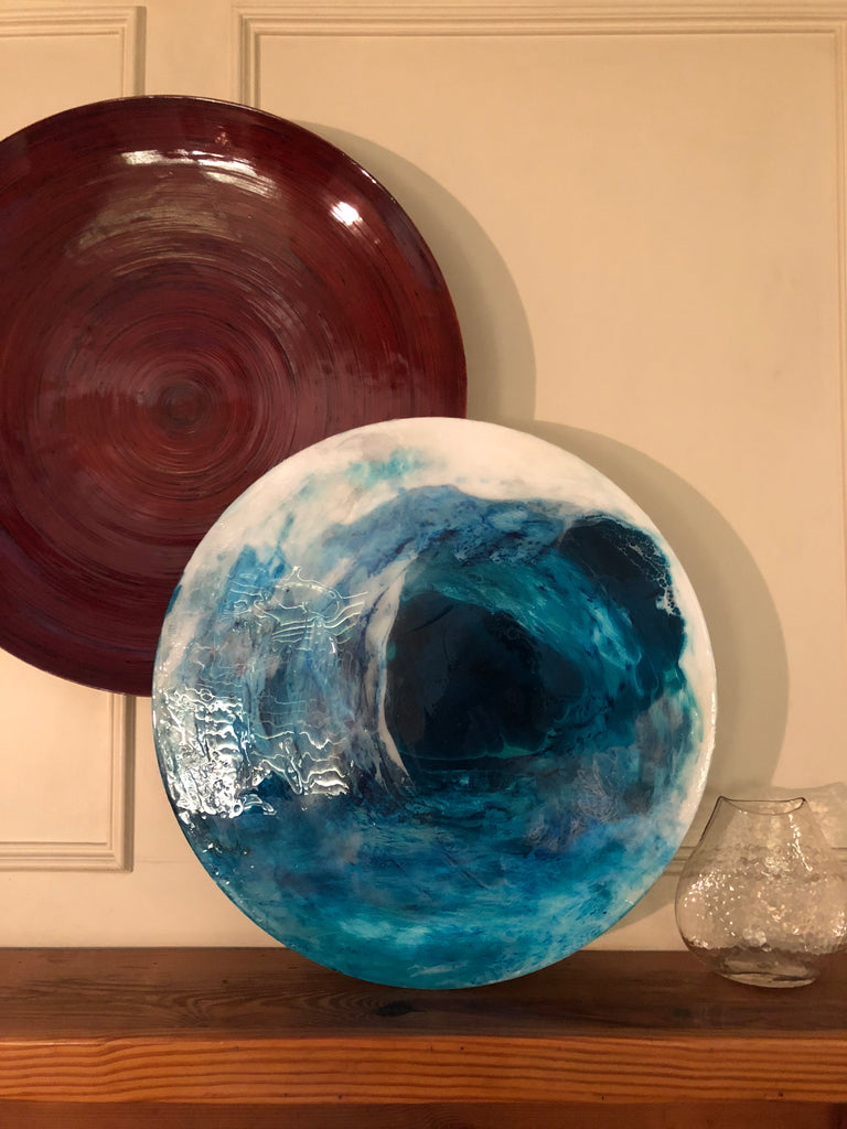 Acrylic Wave Rolls In on Acrylic Round Painting